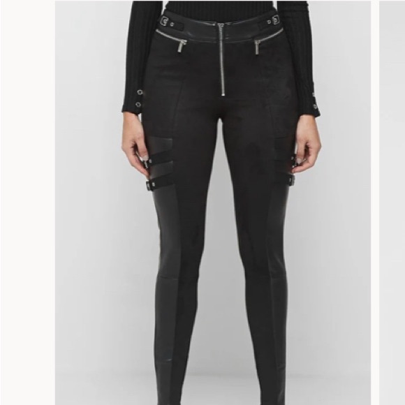 Maniere de Voir Black Leather Leggings - Picture 3 of 4